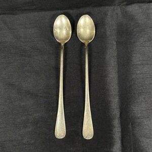 Vintage ESCo EPNS Silver Plated Iced Tea Spoons Set of 2 Long Handle 7.5 Inch